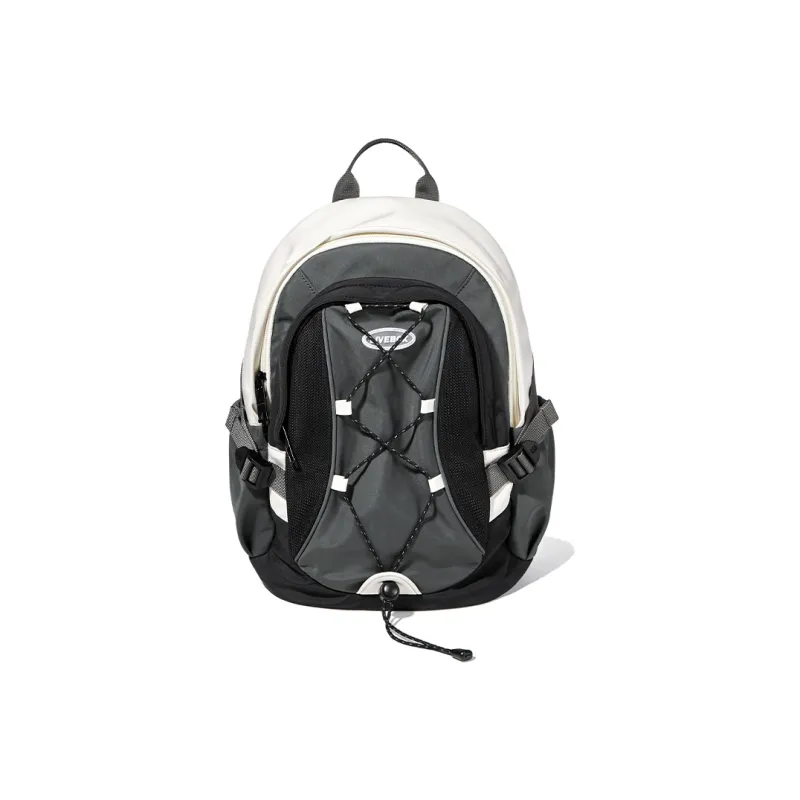 LIVEBOX EN DIRECT Nylon Fabric Backpack Medium Size Women's Light Gray Red Black Gray Color-7