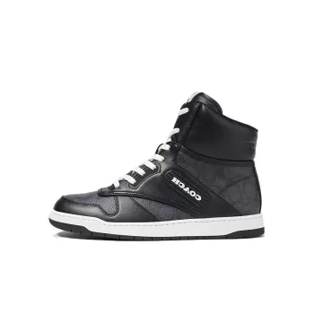 COACH C202 Anti Slip Wear Resistant High Top Skateboard Shoes Men's Black