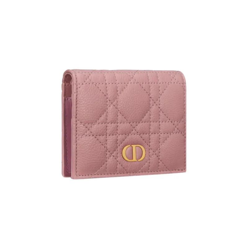 DIOR Caro Calfskin Wallet Mini Women's Dark Pink-1