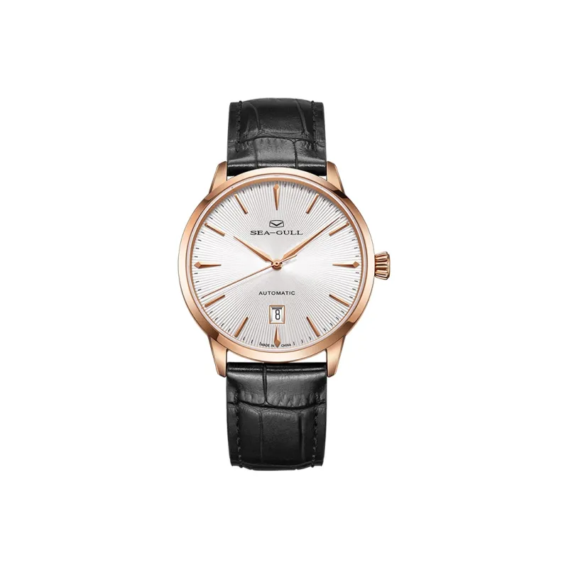 Sea Gull Zall Series Automatic Mechanical Movement Genuine Leather Strap Watch Men's Watches White Dial-8