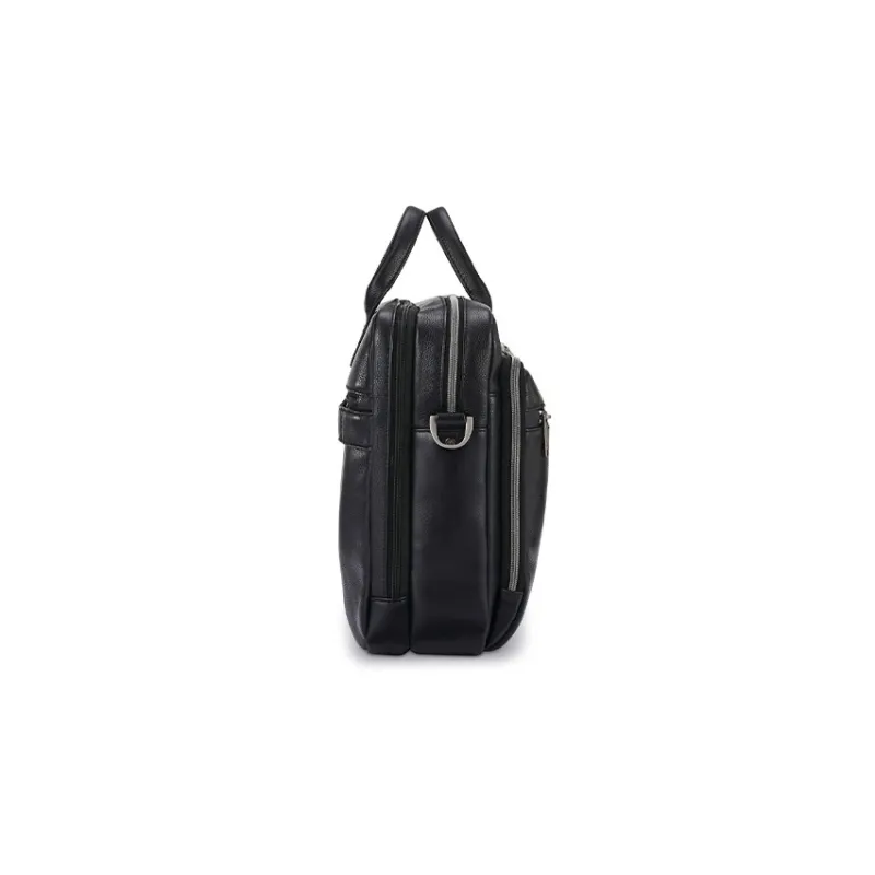 SAMSONITE Leather Portable One Shoulder Crossbody Briefcases Unisex Black-2