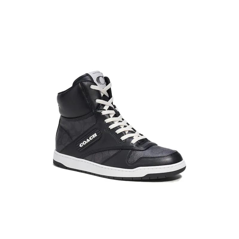 COACH C202 Anti Slip Wear Resistant High Top Skateboard Shoes Men's Black-2