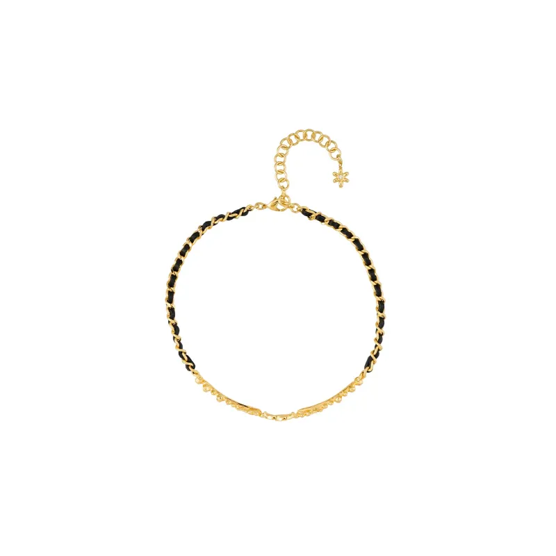 CHANEL Metal, Sheepskin, Rhinestone Necklaces Women's Black-0