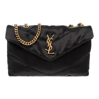 SAINT LAURENT Cotton Portable Crossbody Bag Shoulder Bag Women's Black