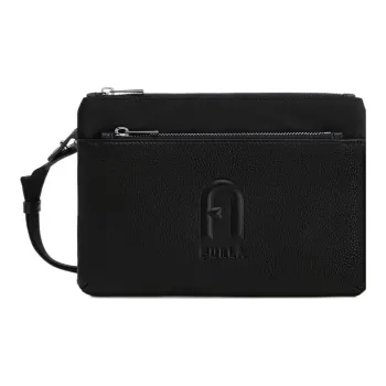 Furla Nylon Calfskin Shoulder Bag Crossbody Bag Extra Large Men's Black