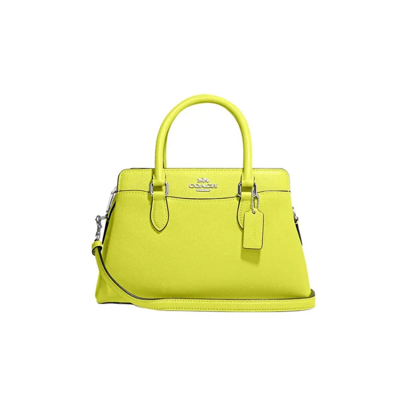 COACH Darcie Cross-Stitch Leather Kelly Bag Shoulder Bag Crossbody Bag Handbag Mini Women's Lemon-0