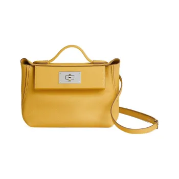 HERMES 24/24 Evercolor With Swift Calfskin Handbag Shoulder Bag Crossbody Bag Small Size Women's Sun Orange