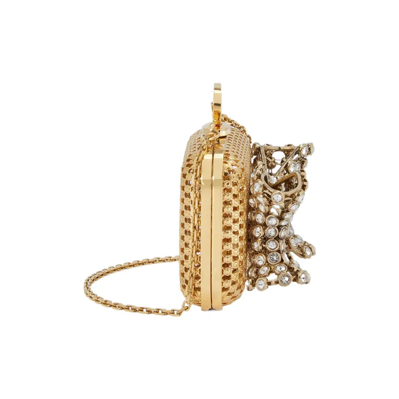 GUCCI Metal Shoulder Bag Crossbody Bag Handbag Mini Women's Gold-4