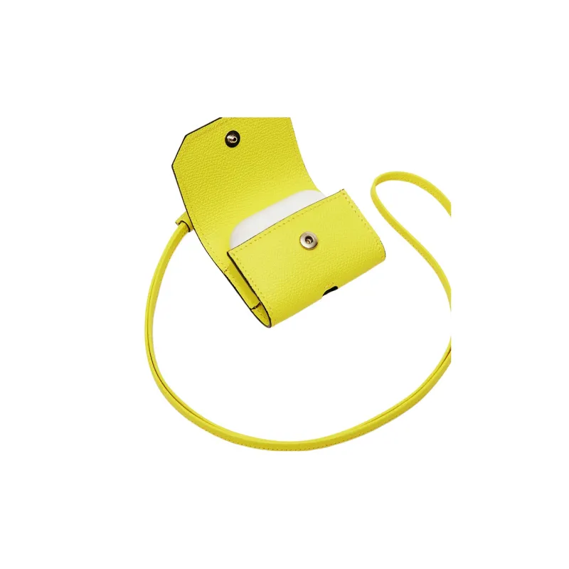 Valextra Calfskin AirPods Pro Protective Case Earphone Case Women's Stone Gray Yellow-3