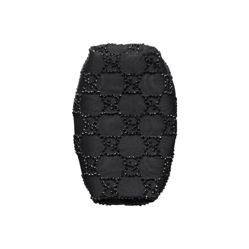 GUCCI Crystal Embroidery Cloud Pattern Fabric Shoulder Bag Crossbody Bag Handbag Clutches Regular Women's Black-6