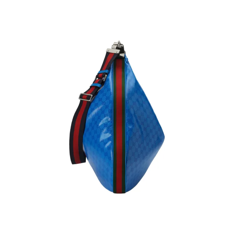 GUCCI Attache Crystal Canvas Dumpling Bag Portable Crossbody Bag Shoulder Bag Men's Blue-5