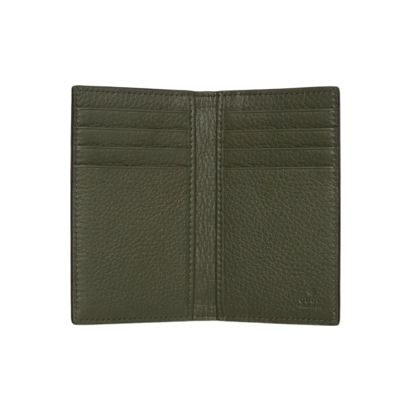GUCCI Leather Card Holder Men's Dark Green-1