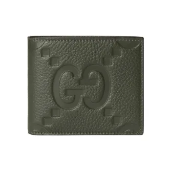 GUCCI Leather Wallet Men's Dark Green