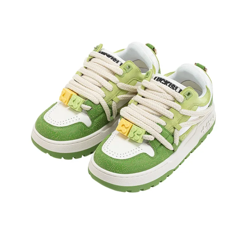 LUCKISLE Lucky Shoes Low-Top Skateboard Shoes Unisex Dopamine Dressing Green-2