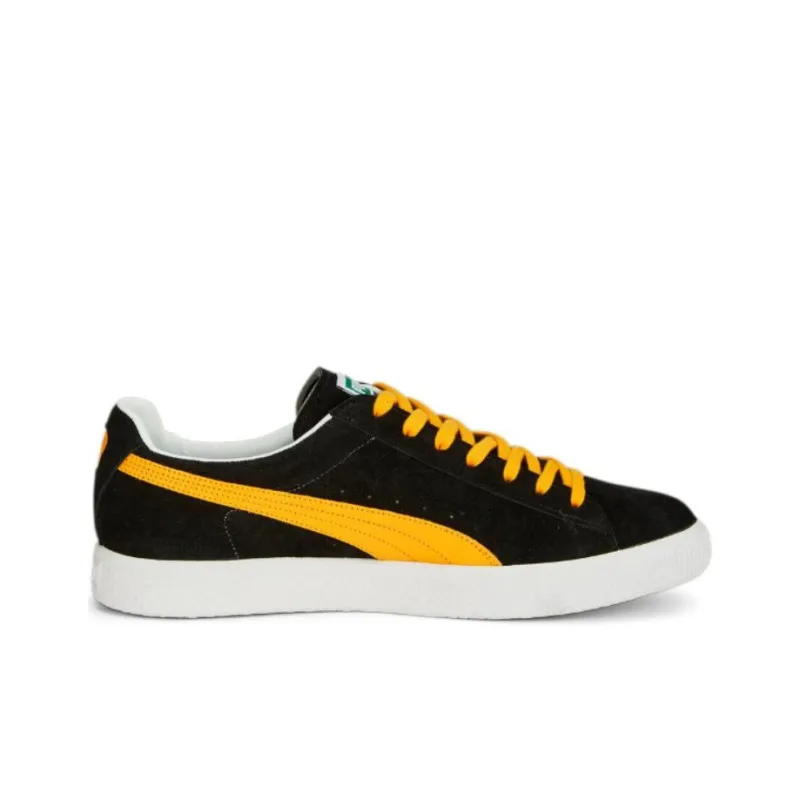 PUMA Clyde MIJ Slip Resistant Shock Absorbers Low Top Skateboard Shoes Men's Black Yellow-1