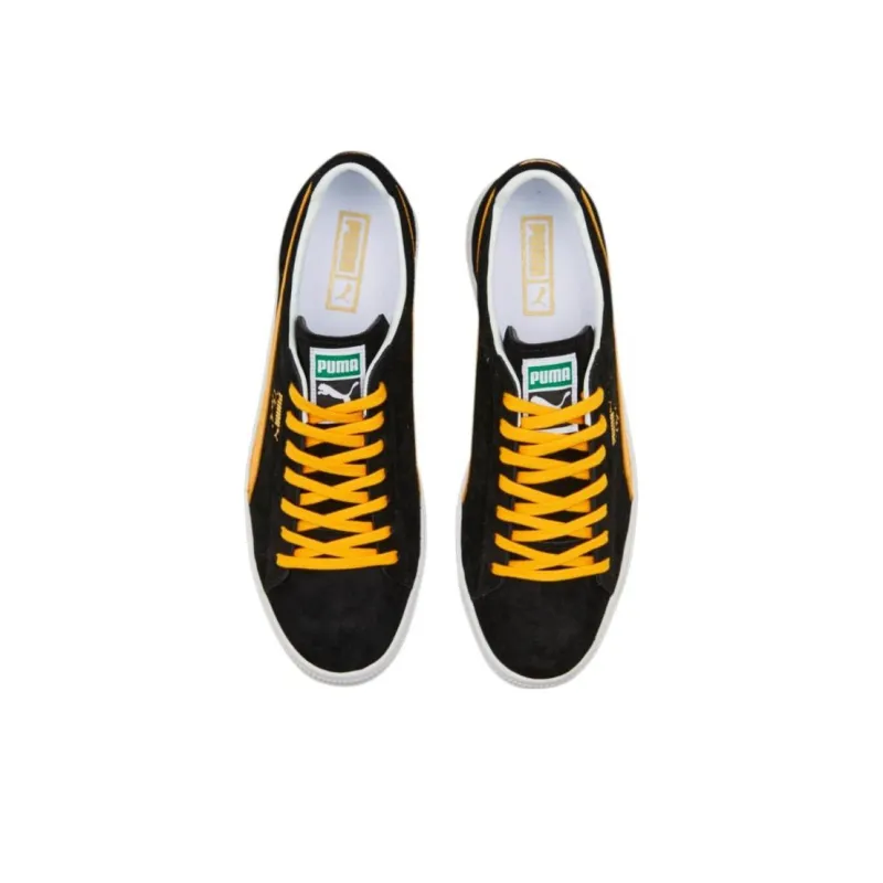 PUMA Clyde MIJ Slip Resistant Shock Absorbers Low Top Skateboard Shoes Men's Black Yellow-3
