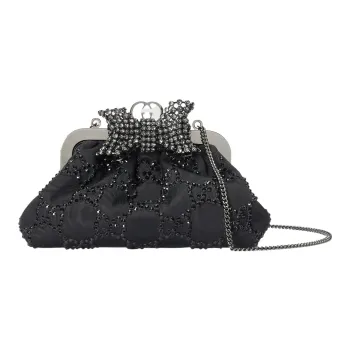 GUCCI Crystal Embroidery Cloud Pattern Fabric Shoulder Bag Crossbody Bag Handbag Clutches Regular Women's Black