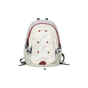 LIVEBOX EN DIRECT Nylon Fabric Backpack Medium Size Women's Light Gray Red Black Gray Color
