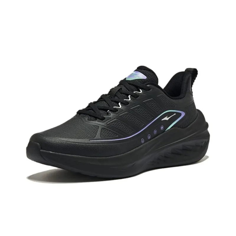Erke Cushioned Slip Resistant Low Top Running Shoes Men's Jet Black Signal Purple-1