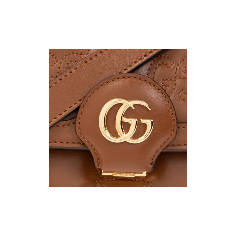GUCCI GG Matelassé Leather WOC Baguette Bag Shoulder Bag Crossbody Bag Women's Brown-4