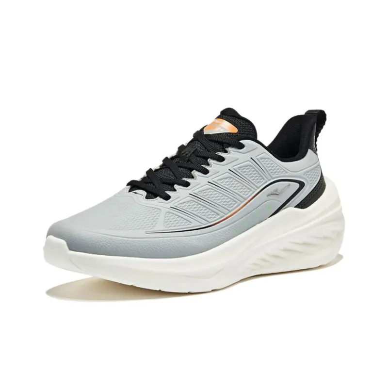 Erke Cushioned Slip Resistant Low Top Casual Running Shoes Men's Slate Gray Jet Black-1