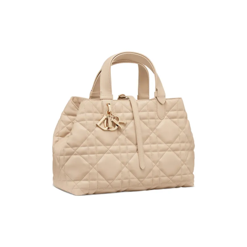 DIOR Cow Leather Native Handbag Medium Size Women's Pink Beige-1