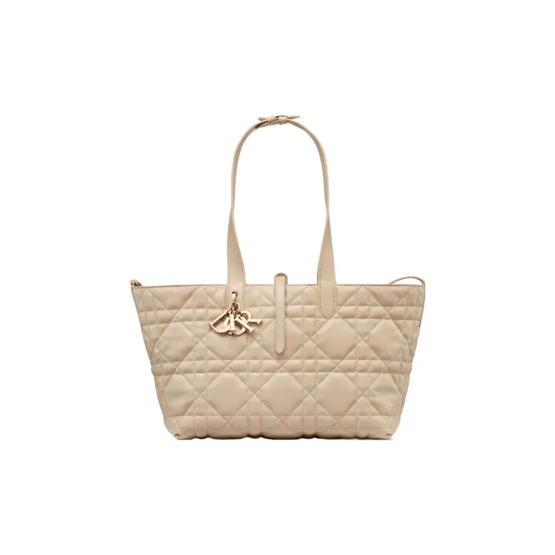 DIOR Cow Leather Native Handbag Medium Size Women's Pink Beige-3