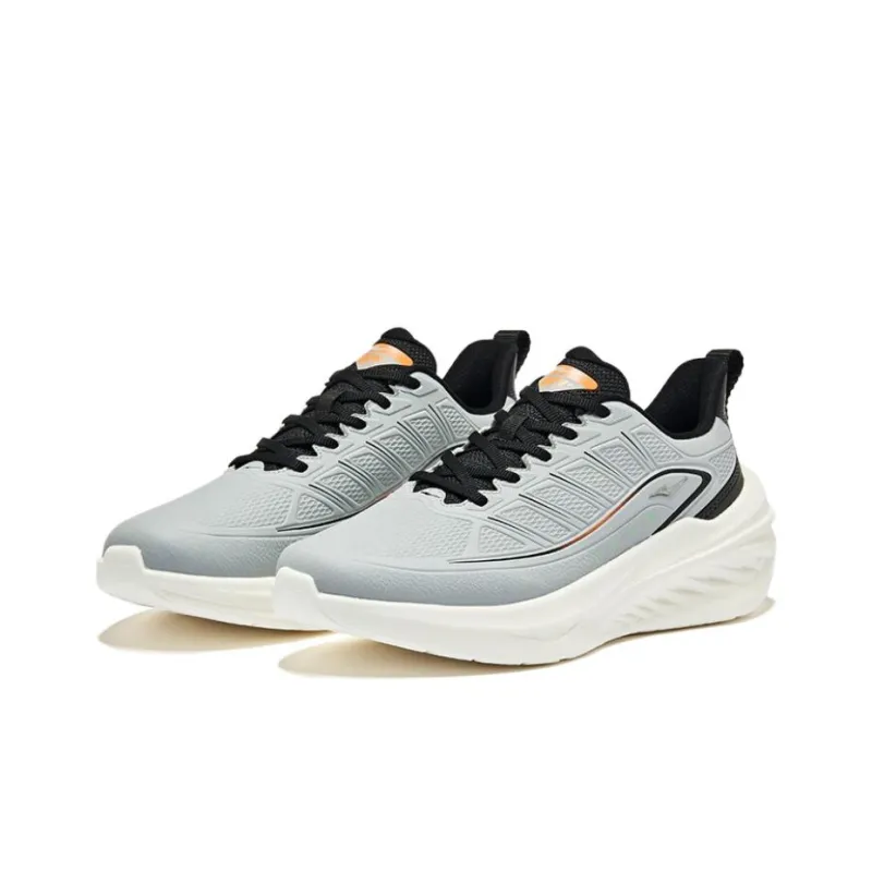 Erke Cushioned Slip Resistant Low Top Casual Running Shoes Men's Slate Gray Jet Black-2