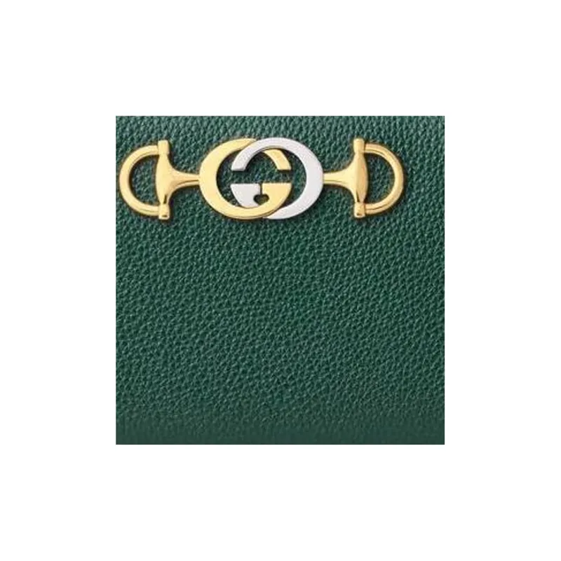 GUCCI Zumi Leather Clutches Wallet Women's Green-4
