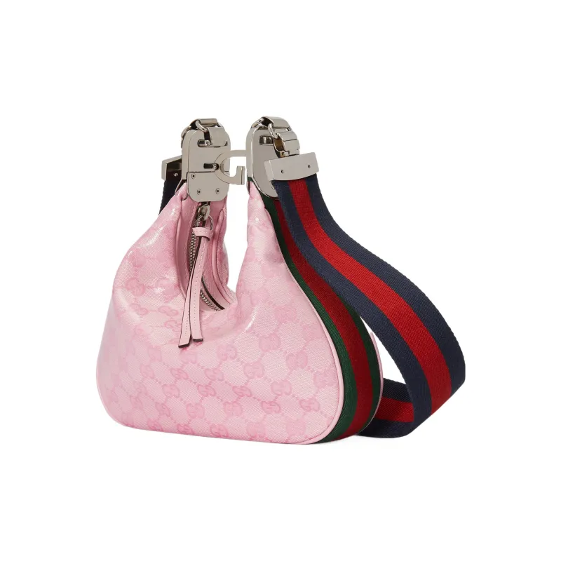 GUCCI Attache Crystal Canvas Bag, Dumpling Bag, Portable Crossbody Bag, Shoulder Bag Trumpets Women's Pink-1