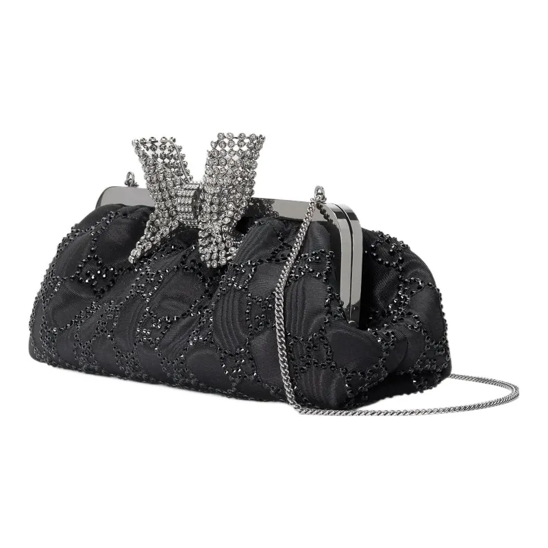 GUCCI Crystal Embroidery Cloud Pattern Fabric Shoulder Bag Crossbody Bag Clutches Regular Women's Black-1