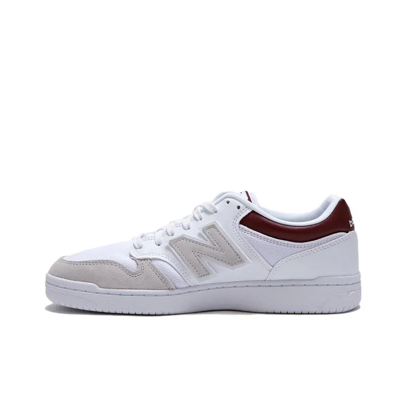 New Balance NB 480 Wear Resistant Low Top Skateboard Shoes Unisex White Red-0