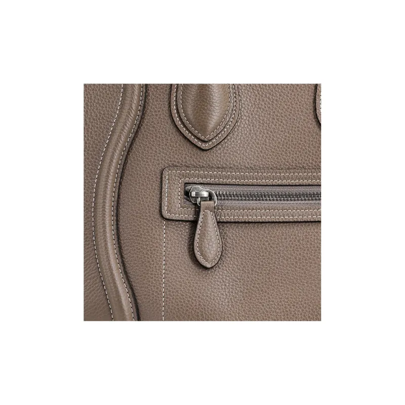 CELINE Cow Leather One Shoulder Handbags Women's Mouse Gray-5
