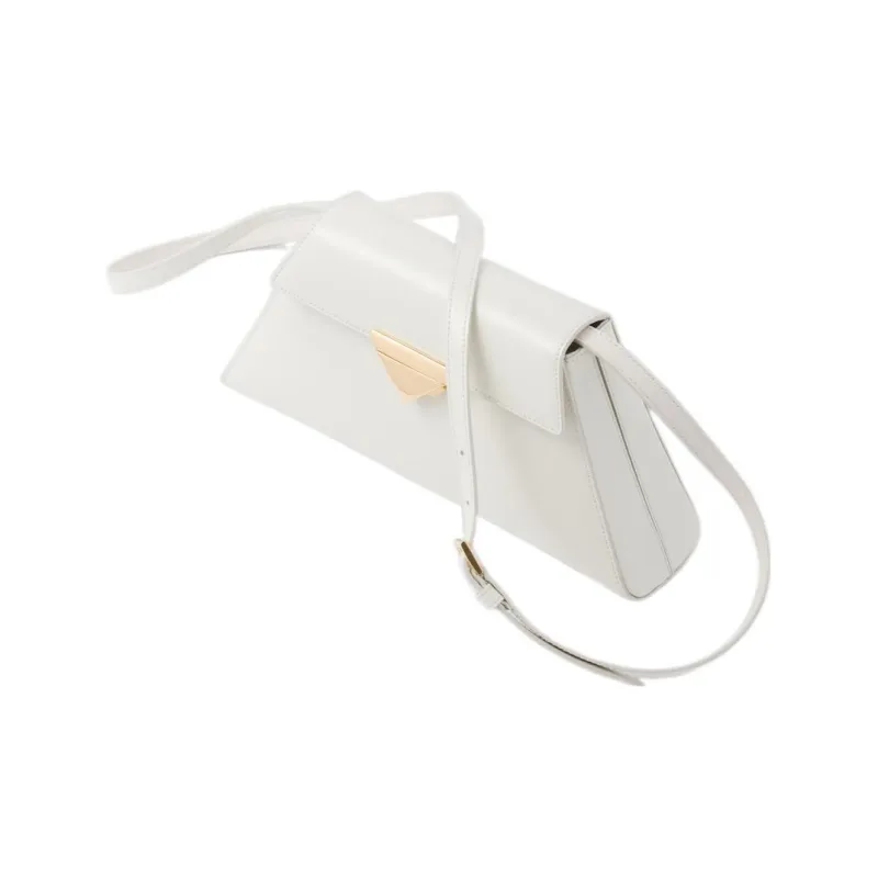 PRADA Brushed Leather Handbag Medium Size Women's White-1