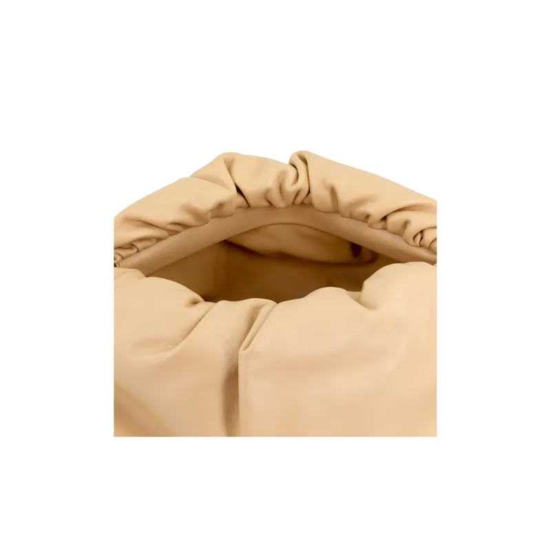 Bottega Veneta Calfskin Clutch, One Shoulder Handbag Women's Almond Yellow-6