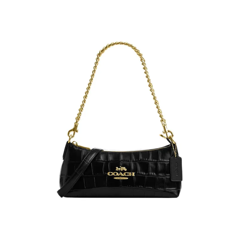 COACH Leather Pillow Bag Portable Crossbody Bag Shoulder Bag Women's Black-0