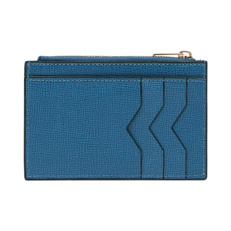 Valextra Calfskin Coin Purse, Card Holder Unisex Cobalt Blue-1
