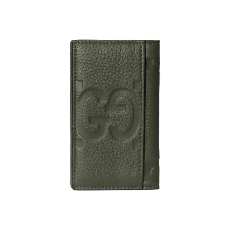 GUCCI Leather Card Holder Men's Dark Green-3
