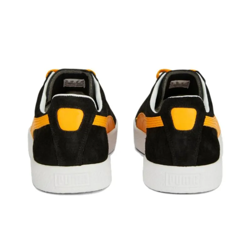 PUMA Clyde MIJ Slip Resistant Shock Absorbers Low Top Skateboard Shoes Men's Black Yellow-4