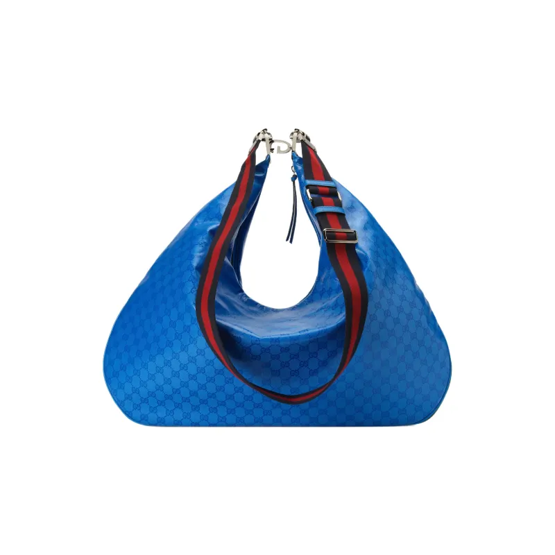 GUCCI Attache Crystal Canvas Dumpling Bag Portable Crossbody Bag Shoulder Bag Men's Blue-4