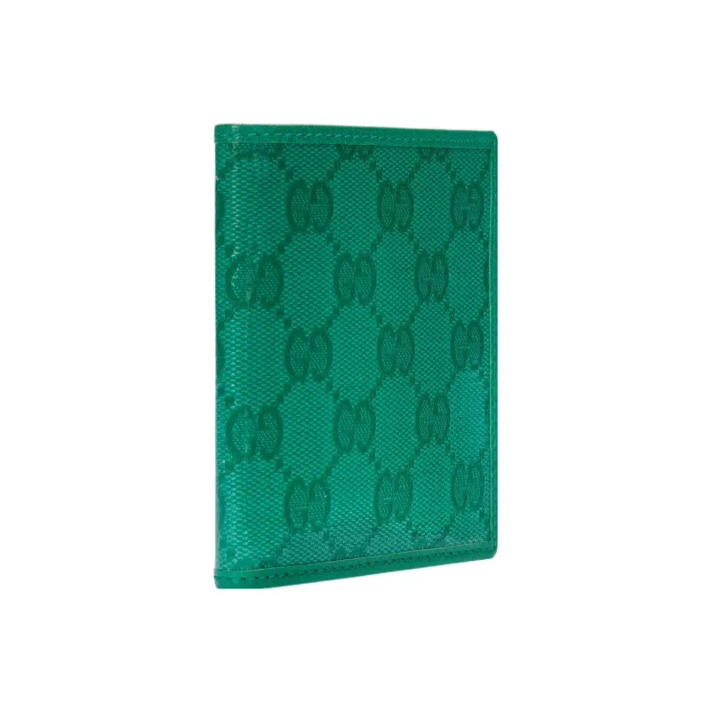 GUCCI Crystal Canvas With Leather Binding Canvas Bag Wallets Men's Green-2