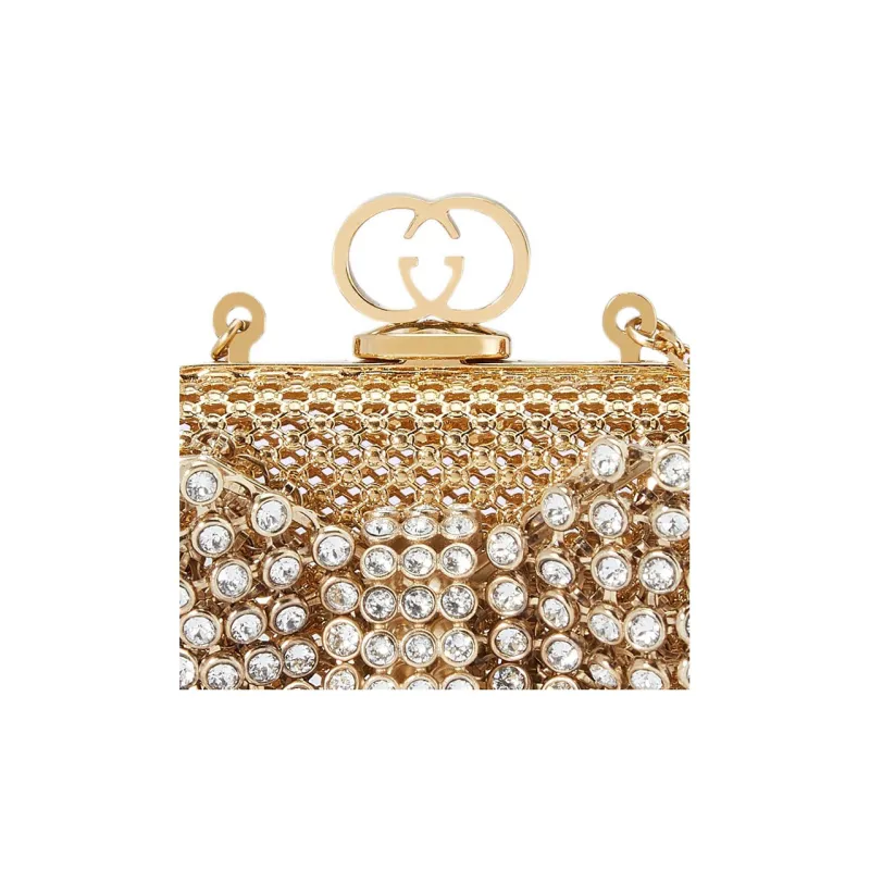 GUCCI Metal Shoulder Bag Crossbody Bag Handbag Mini Women's Gold-9