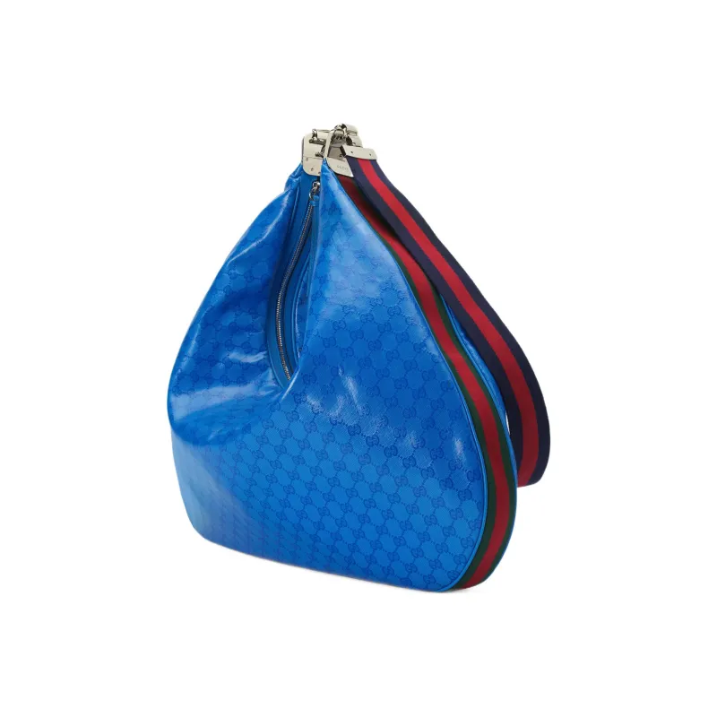 GUCCI Attache Crystal Canvas Dumpling Bag Portable Crossbody Bag Shoulder Bag Men's Blue-1