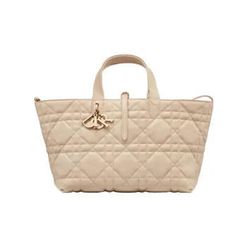 DIOR Cow Leather Native Handbag Medium Size Women's Pink Beige