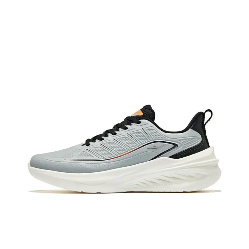 Erke Cushioned Slip Resistant Low Top Casual Running Shoes Men's Slate Gray Jet Black-0