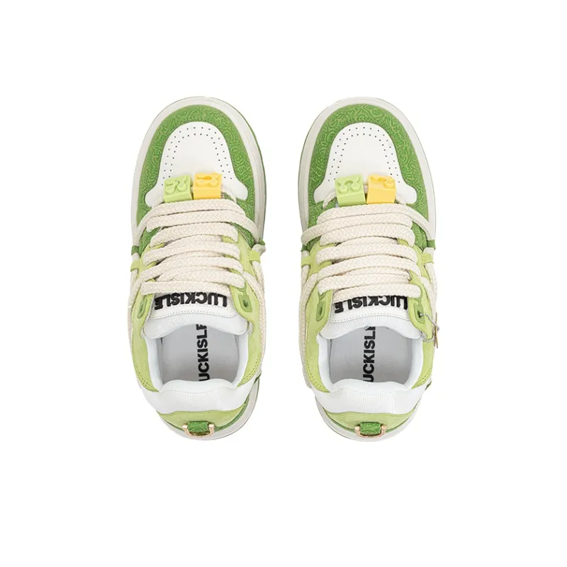LUCKISLE Lucky Shoes Low-Top Skateboard Shoes Unisex Dopamine Dressing Green-4