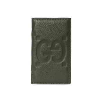 GUCCI Leather Card Holder Men's Dark Green