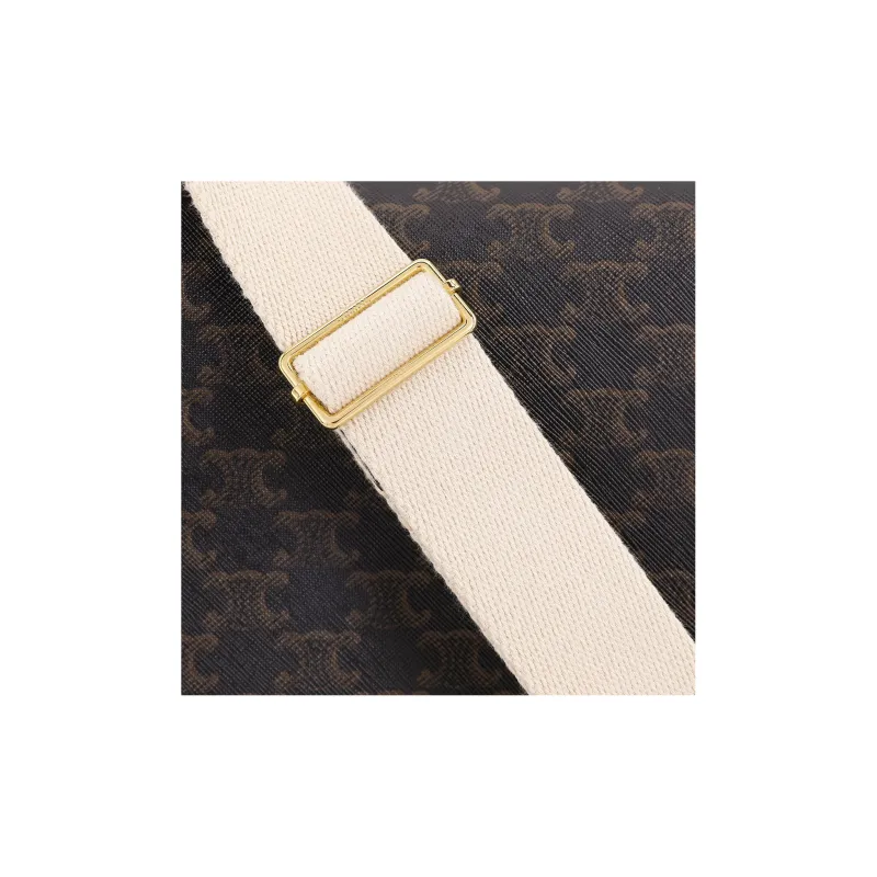 CELINE Triomphe Canvas And Calfskin FOLCO Bag, Messenger Bag, Shoulder Bag, Crossbody Bag Large Size Women's Tawny-6