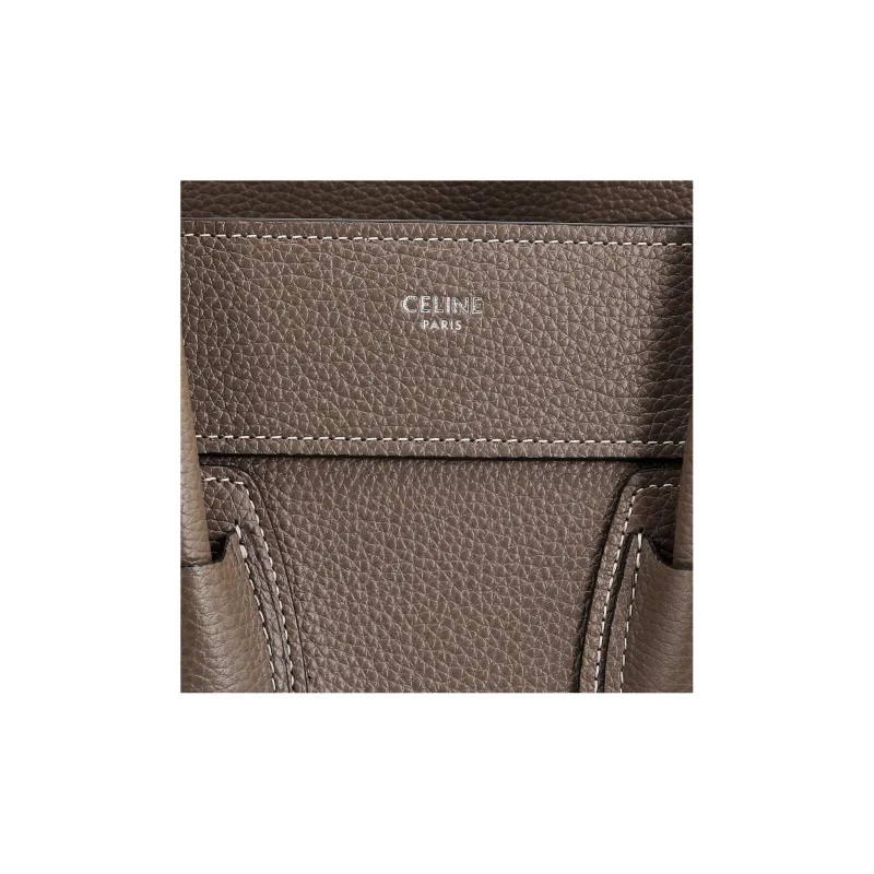 CELINE Cow Leather One Shoulder Handbags Women's Mouse Gray-4