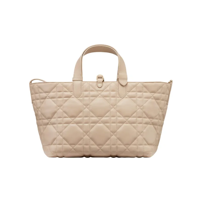 DIOR Cow Leather Native Handbag Medium Size Women's Pink Beige-2